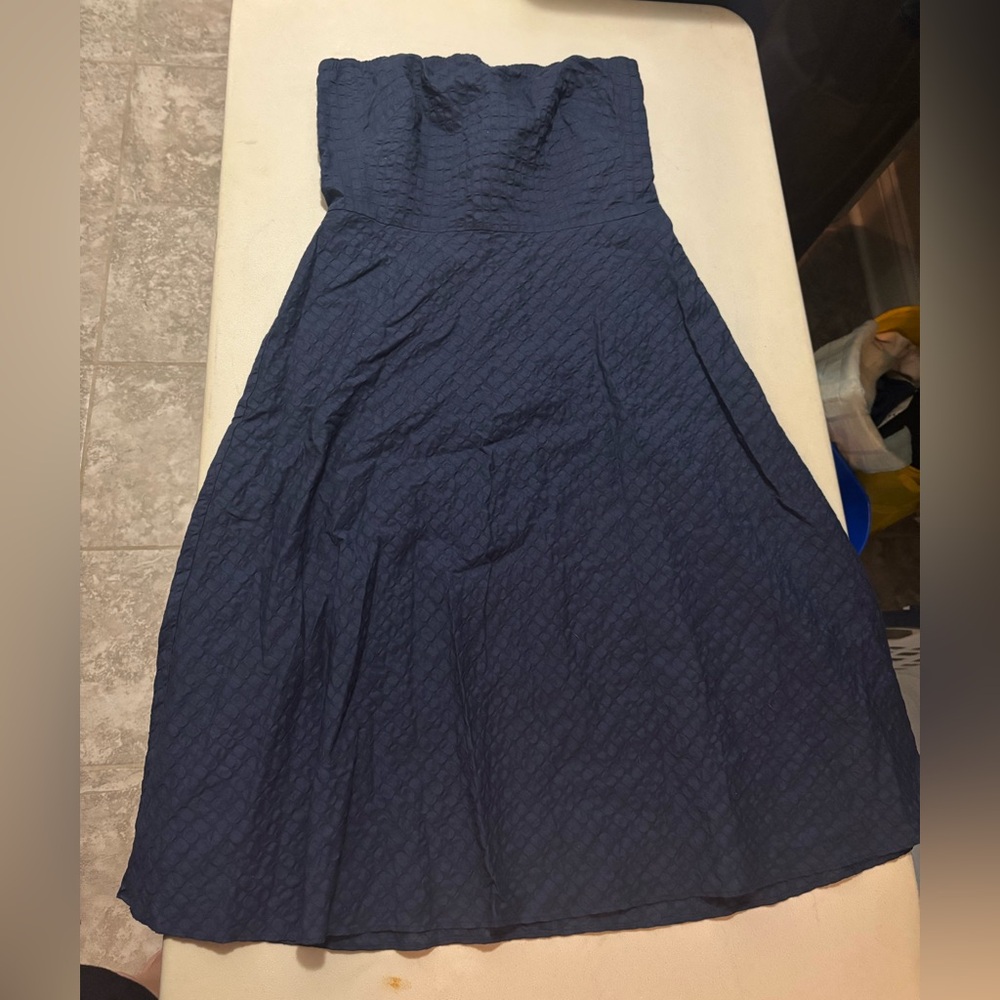 J. Crew Blue Ruched Strapless Cocktail Dress